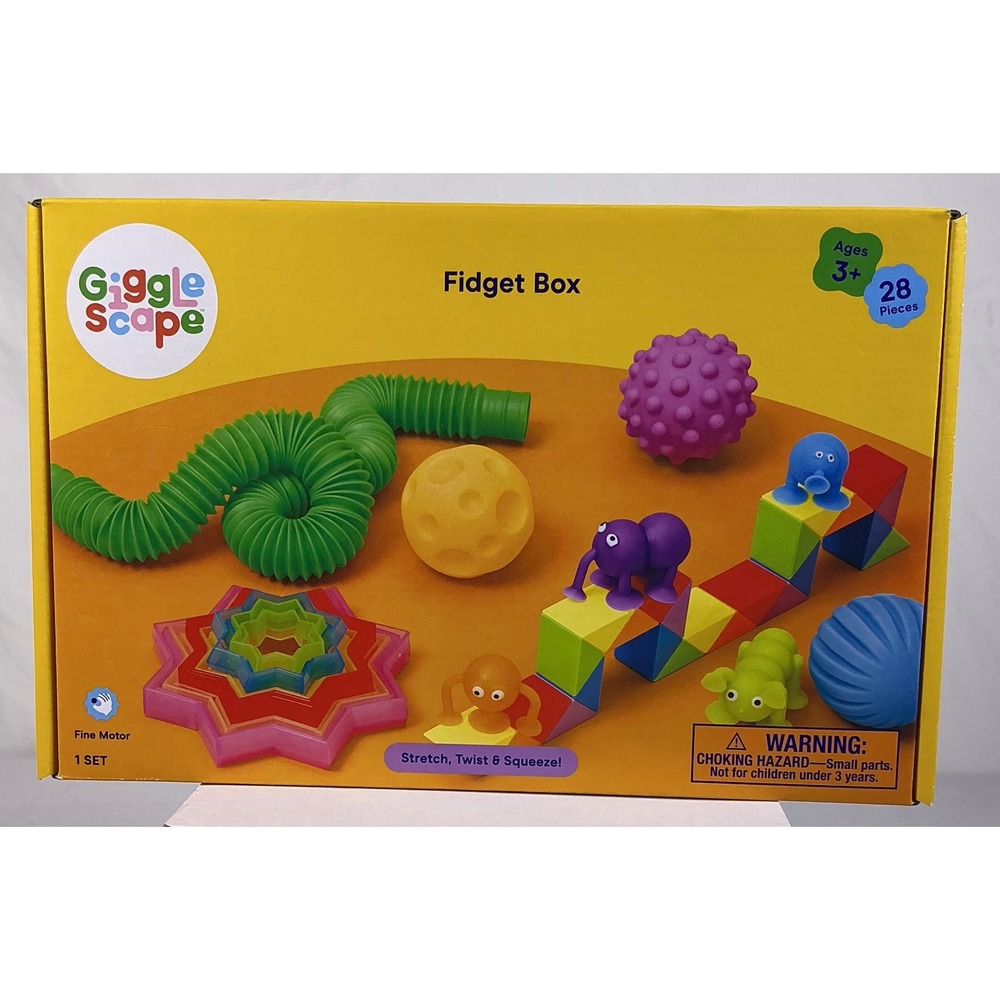GiggleScape Fidget Box 28 Piece Set Ages 3 Sensory Toys Fine Motor Skills